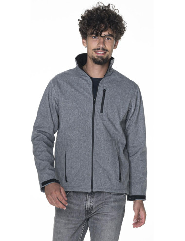 Promostars Herren HURRICANE JACKET GRAU MELANGE Stickerei Siebdruckdruck