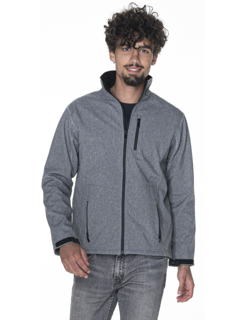 Promostars Men`s JACKET HURRICANE GRAY MELANGE embroidery silkscreen print