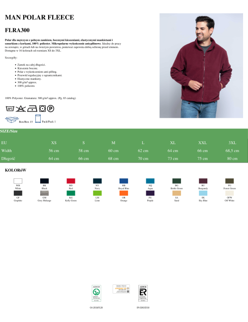 Herrenfleece flra 300 königsblau Jhk