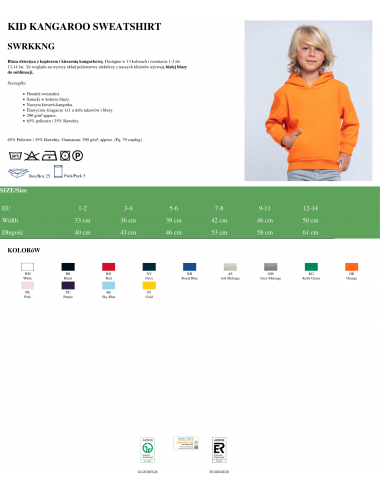 Bluza dresowa dziecięca swrk kng kid kangaroo orange Jhk