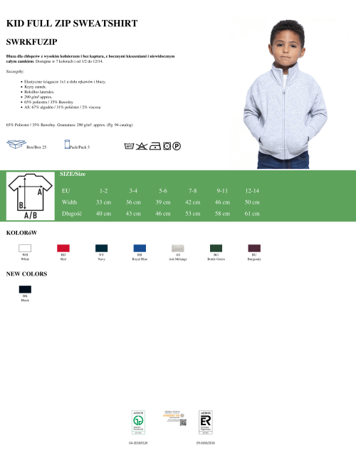 Bluza dresowa dziecięca kid full zip granatowy Jhk