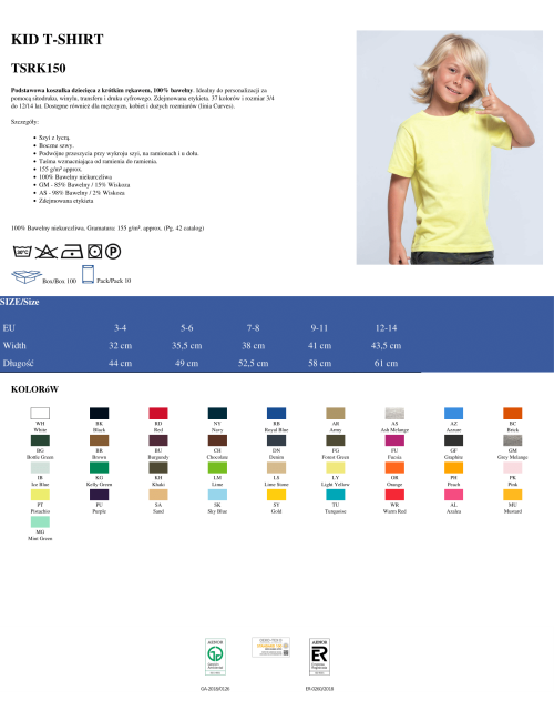 Kinder-T-Shirt Tsrk 150 Regular Kid Azure Jhk