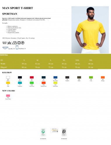 Koszulka męska  t-shirt sport man złoty fluor Jhk