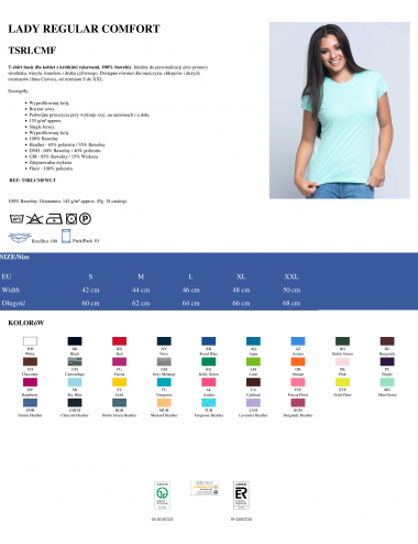 Damen Tsrl CMF Lady Comfort T-Shirt Azurblau Jhk