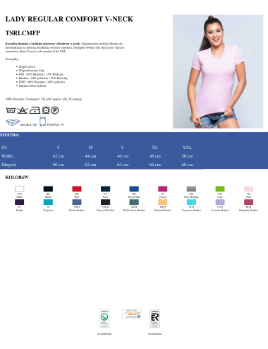Women`s t-shirt tsrl cmfp lady comfort v-neck fucsia Jhk
