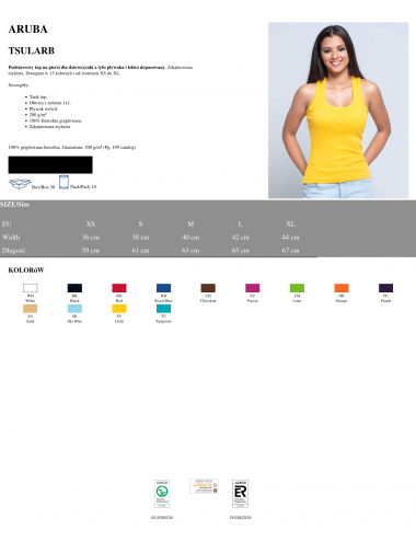 Women`s t-shirt tsul arb aruba yellow Jhk