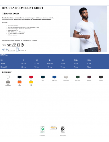Men`s t-shirt tsr 160 regular combed gray melange Jhk