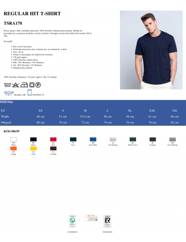 Koszulka męska tsra 170 regular hit t-shirt orange Jhk