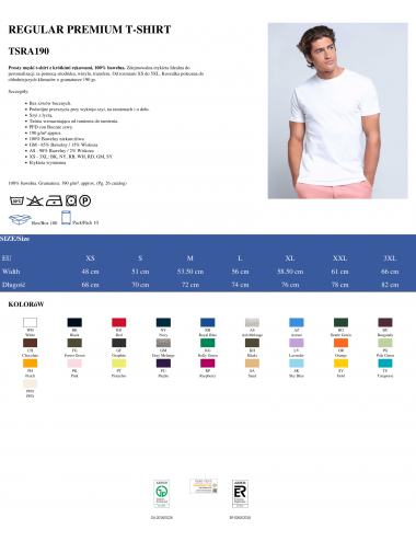 Herren Tsra 190 Premium T-Shirt Marineblau Jhk
