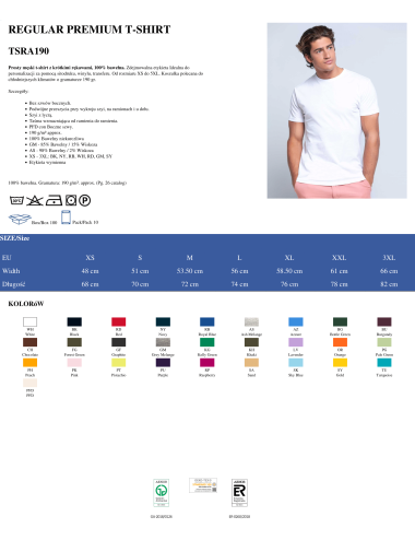 Men`s t-shirt tsra 190 premium turquoise Jhk