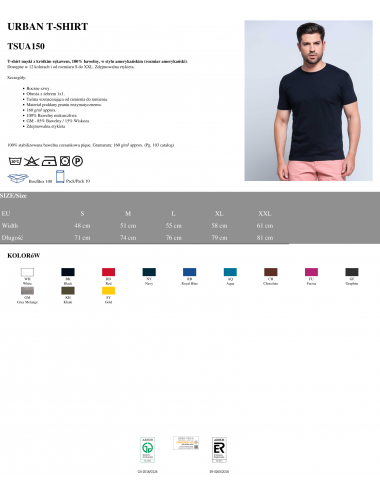 Men`s tsua 150 slim fit t-shirt royal blue Jhk