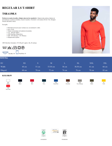 Men`s tsra 150 ls t-shirt royal blue Jhk