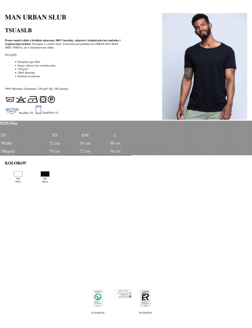 Tsuaslb Urban Slub Herren T-Shirt schwarz Jhk