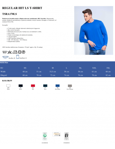 Men`s tsra 170 ls t-shirt royal blue Jhk