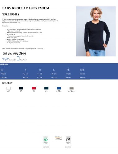 Lady Regular Ls Premium Damen T-Shirt schwarz Jhk Jhk
