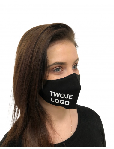 Advertising mask with logo, black, 15 pieces