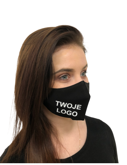 Advertising mask with logo, black, 15 pieces