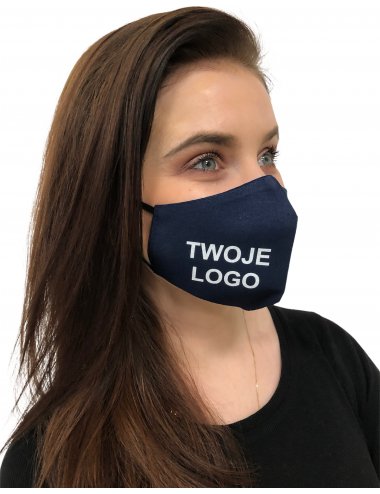 Advertising masks with a logo, navy blue, 90 pieces