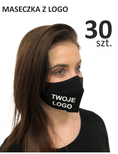 Masks with logo, black, 30 pieces