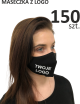 Printed masks, black, 150 pieces