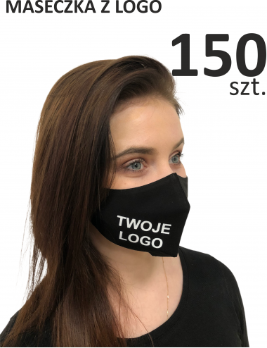 Masken mit Aufdruck, schwarz, 150 Stück