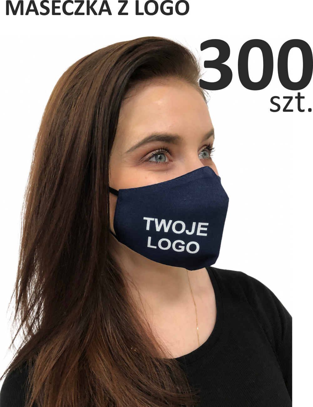 Masken mit Logo, Marineblau, 300 Stück
