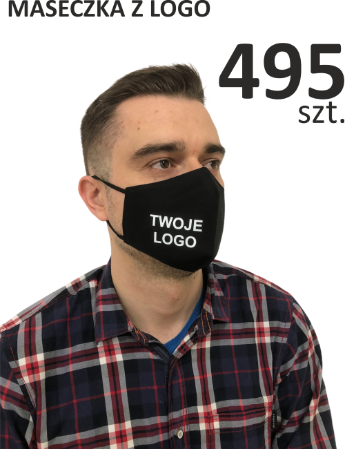 Werbemasken mit Logo, schwarz, 495 Stück
