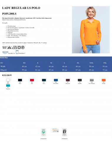 Women`s polo shirts popl 200 ls orange Jhk