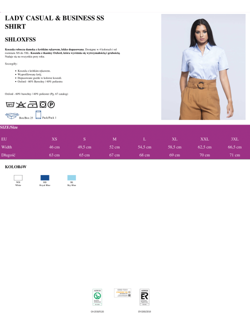 Women`s shl oxf ss wh white shirt Jhk