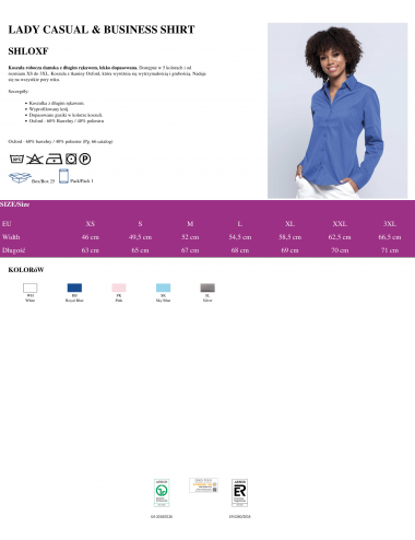Damen-Shl-Oxf-Shirt, blauer Himmel, Jhk
