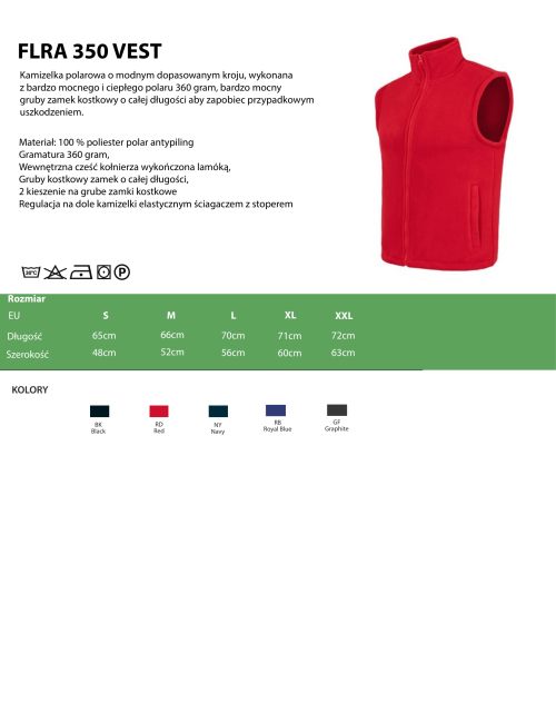 Fleece vest flra 350 vest rd - red Jhk