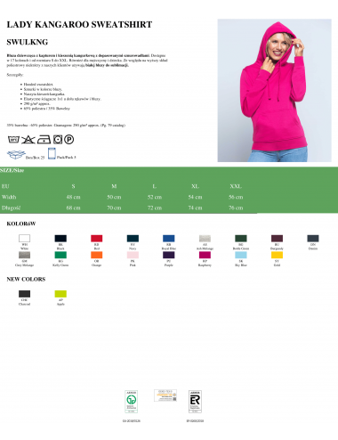 Damen-Sweatshirt Swul Kng Kangaroo Lady Pink JHK