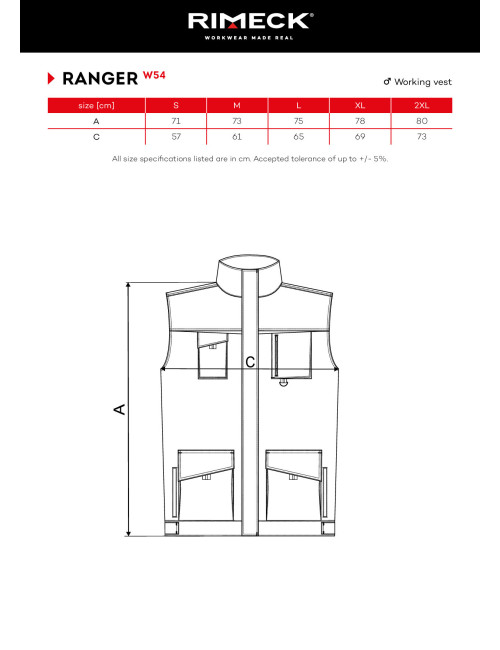 Herren Arbeitsweste Ranger W54, Marineblau, Adler Rimeck