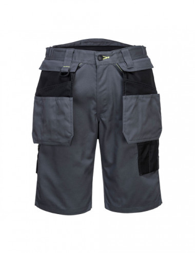 Pw3 holster pocket work shorts grey/black Portwest