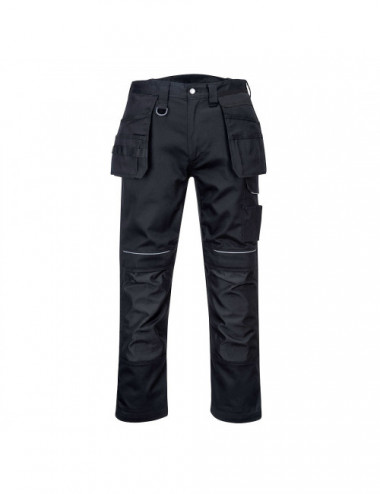 Spodnie bawełniane pw3 z kieszeniami kaburowymi czarny Portwest