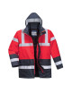 Portwest-Kontrast-Verkehrswarnjacke in Rot/Marineblau