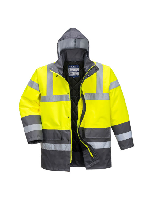 Gelb/graue Kontrast-Verkehrswarnjacke von Portwest