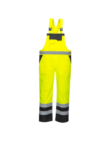 Contrasting hi-vis warm dungarees yellow/black Portwest