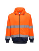 Zweifarbiger Kapuzenpullover mit Reißverschluss in Orange/Marine Portwest