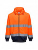 2Two tone zip up hoodie orange/navy Portwest