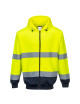 Zweifarbiger Kapuzenpullover mit Reißverschluss, Gelb/Marineblau, Portwest