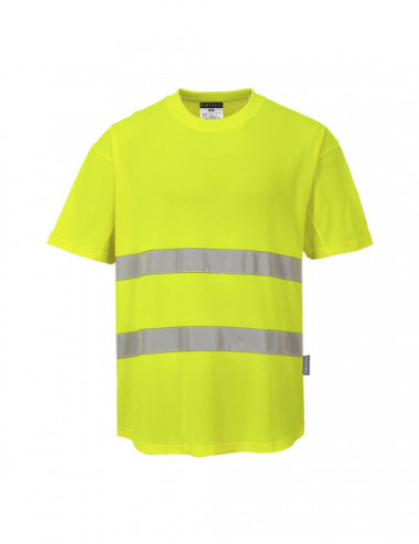 Ostrzegawczy t-shirt z panelami z siatki żółty Portwest