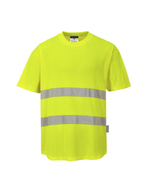 Ostrzegawczy t-shirt z panelami z siatki żółty Portwest