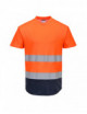 2Dwukolorowy t-shirt siatkowy pomarańczowo/granatowy Portwest