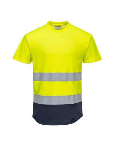Two tone mesh tee yellow/navy Portwest