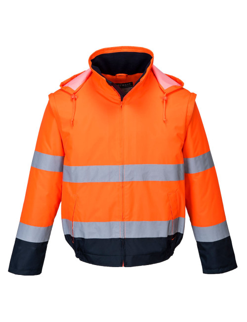2-in-1-Warnweste in Orange/Marineblau von Portwest
