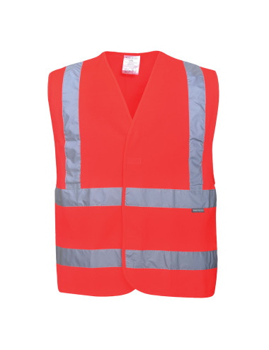 Hi-vis vest with vertical and horizontal tapes red Portwest