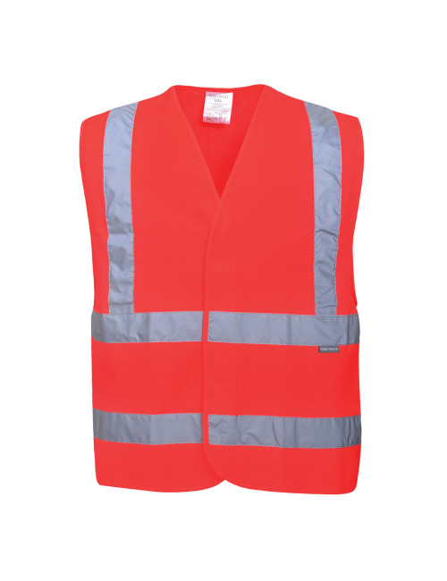 Hi-vis vest with vertical and horizontal tapes red Portwest