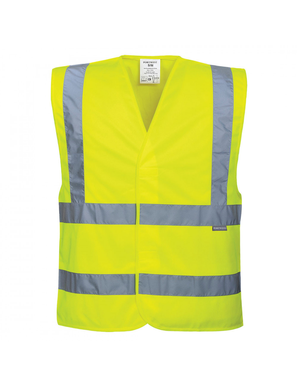 Hi-vis vest with vertical and horizontal tapes yellow Portwest