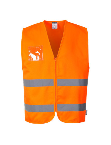 Orangefarbene Portwest-Warnweste aus Polyester-Baumwollgewebe